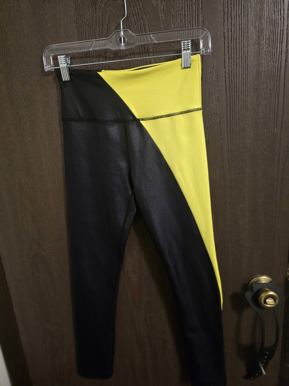 Yellow and Black Sport Leggings with Crescent Logo